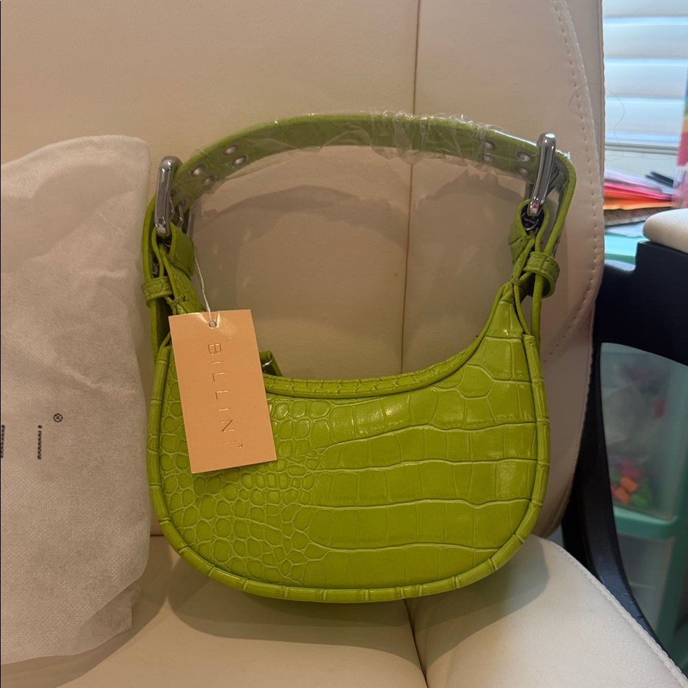 Billini Lime Croc-Embossed Shoulder Bag